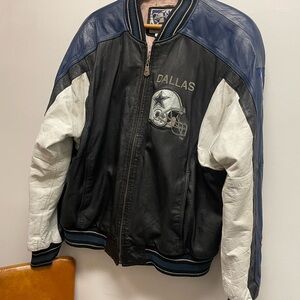 Dallas Cowboys Leather Jacket - Black, Blue, and White